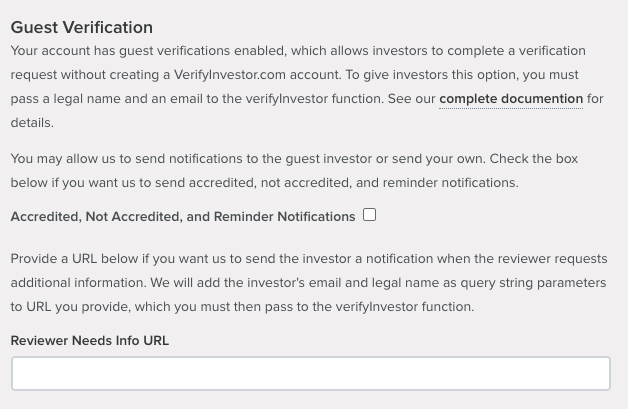 Investor notifications